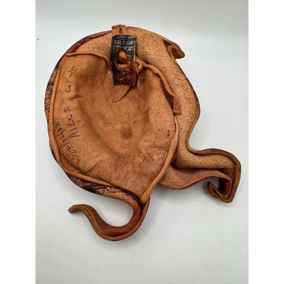 Vintage Leather Handmade Face Sculpture 3-D Signed A. Rodriguez Copala Mexico - Picture 3 of 10